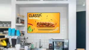 Digital Singange con schermo raffigurante un panino